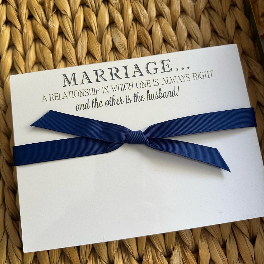 Marriage Quote Notepad with Blue Ribbon